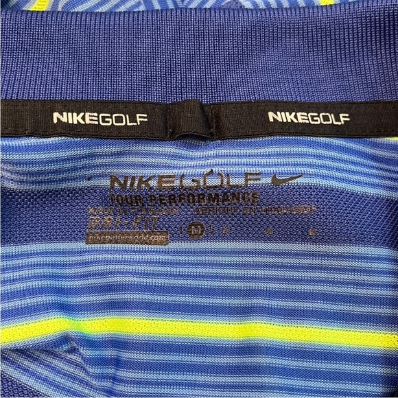 Nike Golf Blue and Yellow Striped Polo collard Shirt size medium - Picture 6 of 9